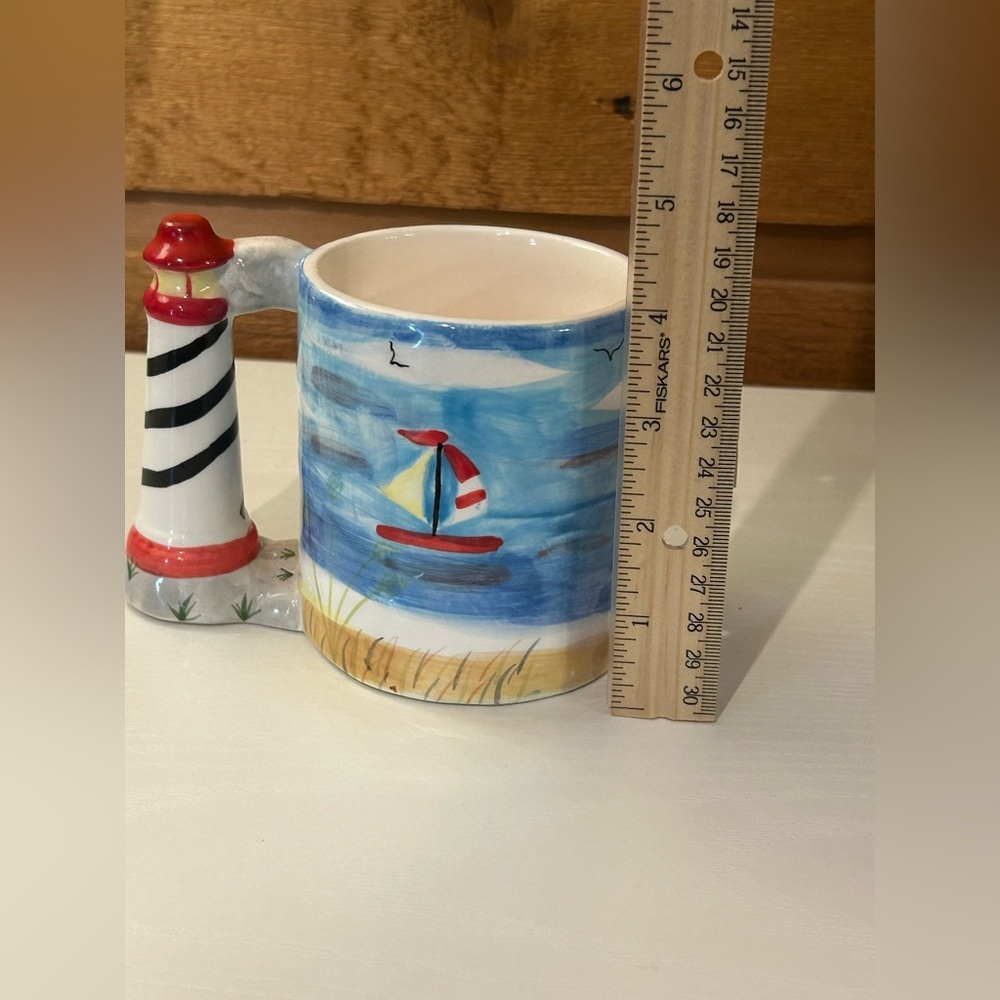 Bar Harbor Coffee Tea Ceramic Mug Cup Beach Lighthouse Sailboats Seagulls - Picture 10 of 10